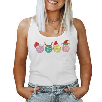 Christmas Pickleball Player Xmas Lights Reindeer Elf Women Women Tank Top - Thegiftio UK