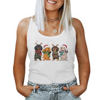 Dachshund Christmas Weiner Dog Christmas Pajamas For Women Women Tank Top - Thegiftio UK