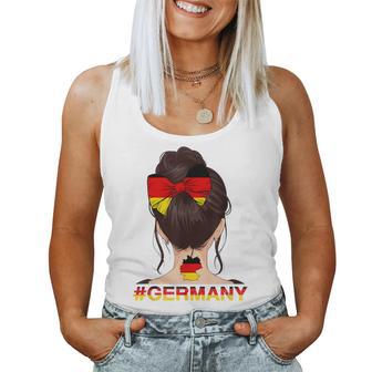 Deutsches Mädchen Messy Bun Mit Deutschland-Flagge Tank Top Frauen - Seseable