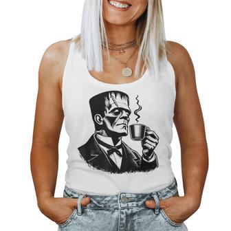 Frankenstein Coffee Drinker Horror And Caffeine Lovers Gray Tank Top Frauen - Geschenkecke