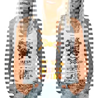 Friends Giving 2024 Thanksgiving Friendsgiving Messy Bun Women Tank Top - Monsterry