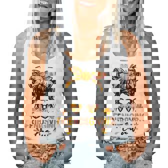 Friendsgiving Crew 2024 Thanksgiving Fall Autumn Messy Bun Women Tank Top - Monsterry