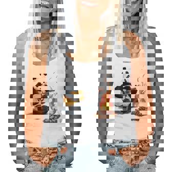 Graphic Panda Playing Guitar With Campfire Women Tank Top | Seseable UK