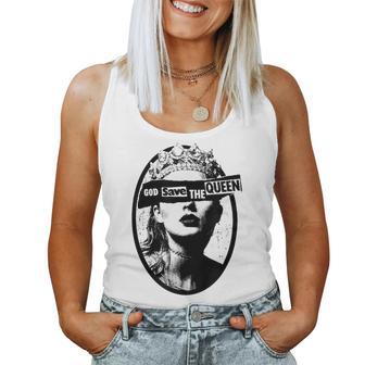 God Save The Queen Black And White Trendy Womens Women Tank Top - Thegiftio UK