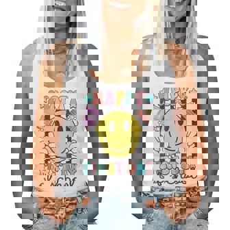 Happy First Day Of School Groovy Smile Face Teacher Student Women Tank Top - Thegiftio