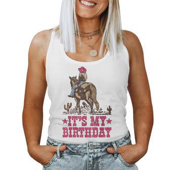 It's My Birthday Cowgirl Riding Horse Woman Girl Matching Women Tank Top - Thegiftio UK