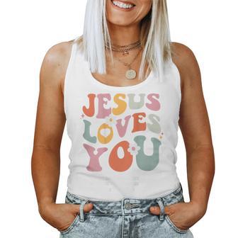 Jesus Loves You Christian Bibleerse Retro Groovy Religious Tank Top Frauen - Geschenkecke