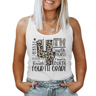 Leopard Typography Fourth Grade Teachers Girls Women Tank Top - Thegiftio UK
