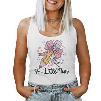 Little Miss Pre-K Girls Back To School Prek Team Pencil Bow Women Tank Top - Thegiftio UK