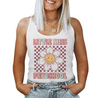Little Miss Preschool Retro Cute Groovy First Day Of Pre-K Women Tank Top - Thegiftio UK