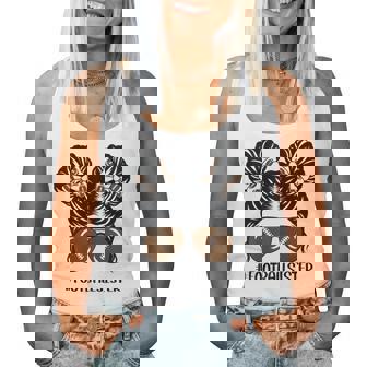 Little Sister Football Lover Messy Bun Hair Sisters Women Tank Top - Monsterry