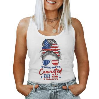 Messy Bun I'm Voting For The Convicted Felon Trump Girl Women Tank Top - Monsterry