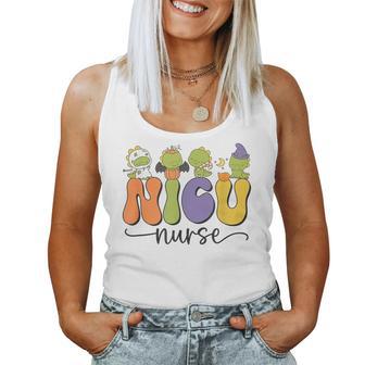 Nicu Nurse Dinosaur Halloween Pumpkin Neonatal Icu Dino Women Tank Top - Thegiftio UK