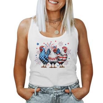 Red White Blue Chicken Usa Flag Firework 4Th Of July Women Tank Top - Monsterry CA