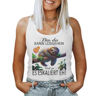 Sloth Bin Da Kann Losgehen Und Ja Es Escaliert Eh Costume Gray Tank Top Frauen - Geschenkecke