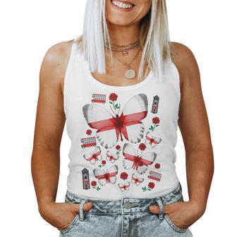 St Georges Day Outfit For & English Flag Butterflies Women Tank Top - Thegiftio UK