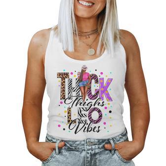 Thick Thighs Leo Vibes Zodiac Sign Coffee Black Women Women Tank Top - Thegiftio UK
