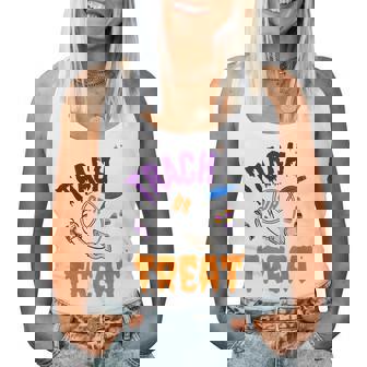 Trach Or Treat Respiratory Therapist Icu Rn Nurse Halloween Women Tank Top - Seseable