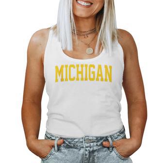 Vintage Michigan Blue Maize Retro Michigan Women Tank Top - Thegiftio UK