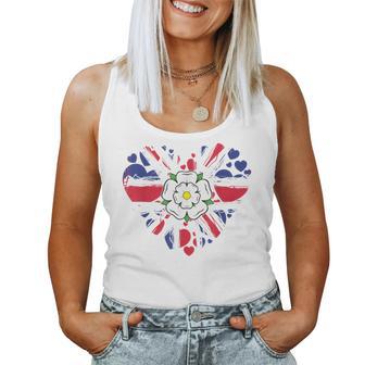 Yorkshire Rose Flag Idea For & Union Jack Heart Women Tank Top - Thegiftio UK