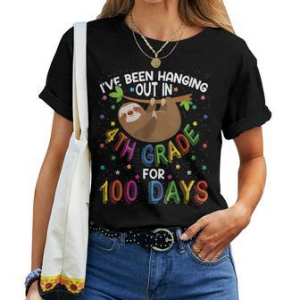 100Th Day Of School Sloth 4Th Grade 100 Days School Women T-shirt - Monsterry CA