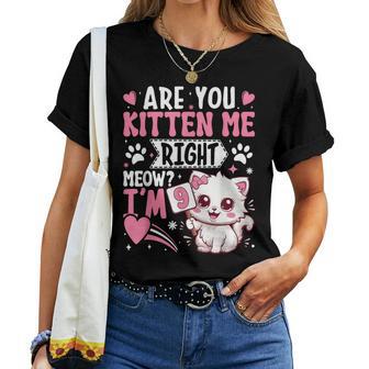 9Th Birthday Girl 9 Year Old Kitten Cat Happy Bday Women T-shirt - Thegiftio UK