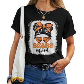 Bears Girl Vintage Messy Bun Sports Fan Team Spirit Women T-shirt - Thegiftio UK