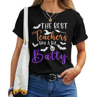 The Best Teachers Are A Bit Batty Teacher Bat Halloween Women T-shirt - Thegiftio UK