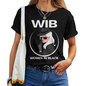 In Black Secret Agent Wib Sunglasses Top Hat Women T-shirt - Monsterry