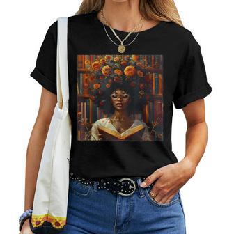Black History Month Black Afro Girl Book Lovers Women T-shirt - Thegiftio UK