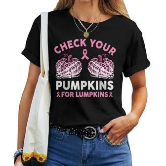 Check Your Pumpkins Breast Cancer Awareness Halloween Women Women T-shirt - Thegiftio UK