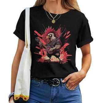 Chicken Cool Rock And Roll Rocker Punk Guitar T-shirt Frauen - Geschenkecke