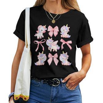 Coquette Unicorn Pink Bow Magical Rainbow Birthday Girls Women T-shirt - Thegiftio UK