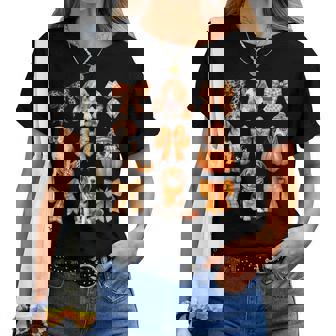 Cute Beagle Dog Lovers Coquette Bows Pumpkin Autumn Fall Women T-shirt - Thegiftio