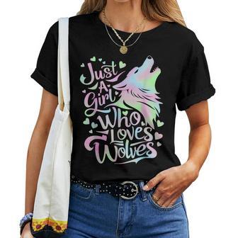 Cute Wolf Lover Just A Girl Who Loves Wolves Women T-shirt - Thegiftio UK
