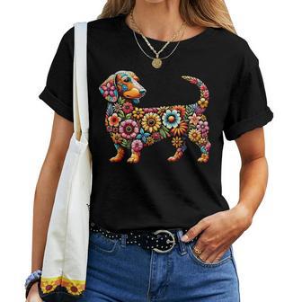 Dachshund Flower Dog Women T-shirt - Thegiftio UK