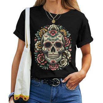 De Los Muertos Day Of The Dead Sugar Skull Halloween Women Women T-shirt - Thegiftio UK