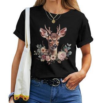 Deer Fawn Flowers Costume Dirndl Oktoberfest T-shirt Frauen - Geschenkecke