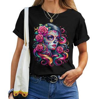 Dia De Los Muertos Mexican Day Of The Dead Floral Women Women T-shirt - Thegiftio UK