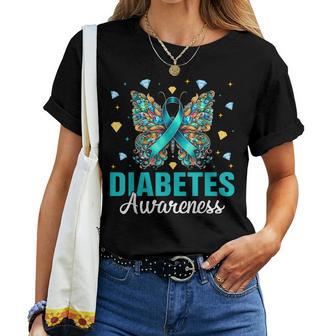 Diabetes Awareness Butterfly For November Women T-shirt - Thegiftio UK