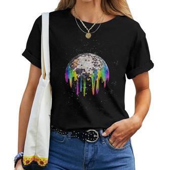 Discoball Rainbow Drip Melt Im Space T-shirt Frauen - Geschenkecke