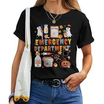 Emergency Department Er Nurse Halloween Spooky Season Women T-shirt - Thegiftio UK