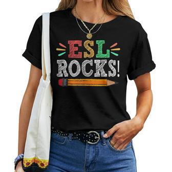 Esl Rocks Teacher Students Back To School Women T-shirt - Monsterry