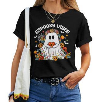 Espooky Halloween Floral Ghost Mexican Day Of The Dead Women Women T-shirt - Thegiftio UK