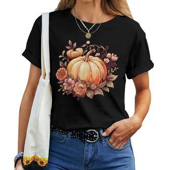 Fall Autumn Pumpkin Graphic Vintage Thanksgiving Women T-shirt - Thegiftio UK