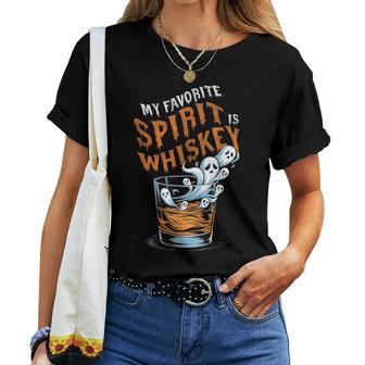 My Favorite Spirit Is Whiskey Halloween Ghost Drinking Women T-shirt - Thegiftio UK