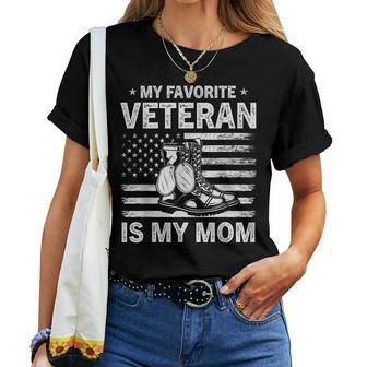 My Favorite Veteran Is My Mom Veterans Day Usa Flag Women T-shirt - Thegiftio UK