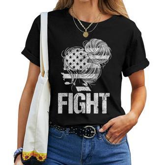 Fight 1776 Messy Bun American Women T-shirt - Thegiftio UK