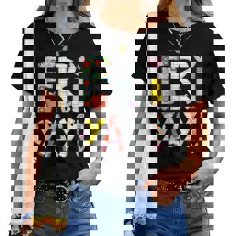 Fri-Yay Happy Friday Weekend Teacher Back To School Women T-shirt | Mazezy