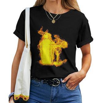 Fuego Juego De Barman Agitador Llamas Bar Bebida Bartender Camiseta de mujer - Regaloses